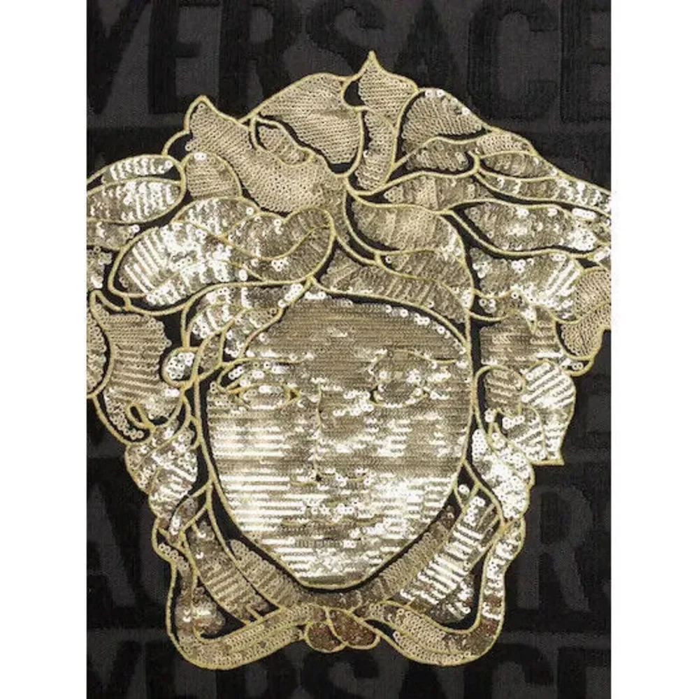 Versace LogoMania Medusa Kissen Pillow Cushion 17 x 17 Schwarz Gold Reticket Tag